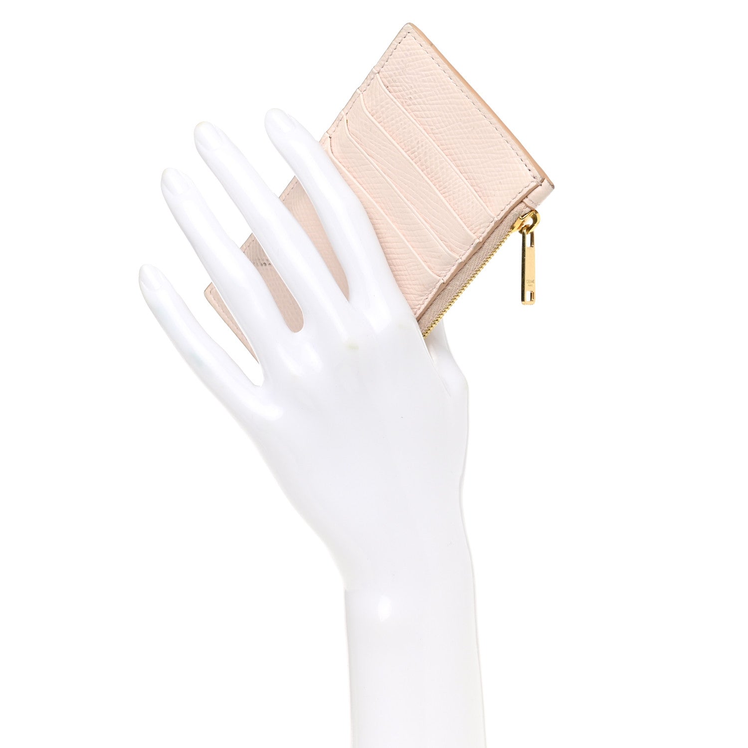 Celine Grained Calfskin Zipped Card Holder Pink 2 of 12
