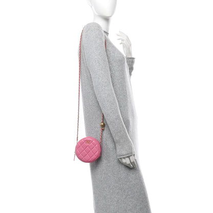 Chanel Lambskin Quilted Round Pearl Crush Clutch With Chain Pink 2 of 10