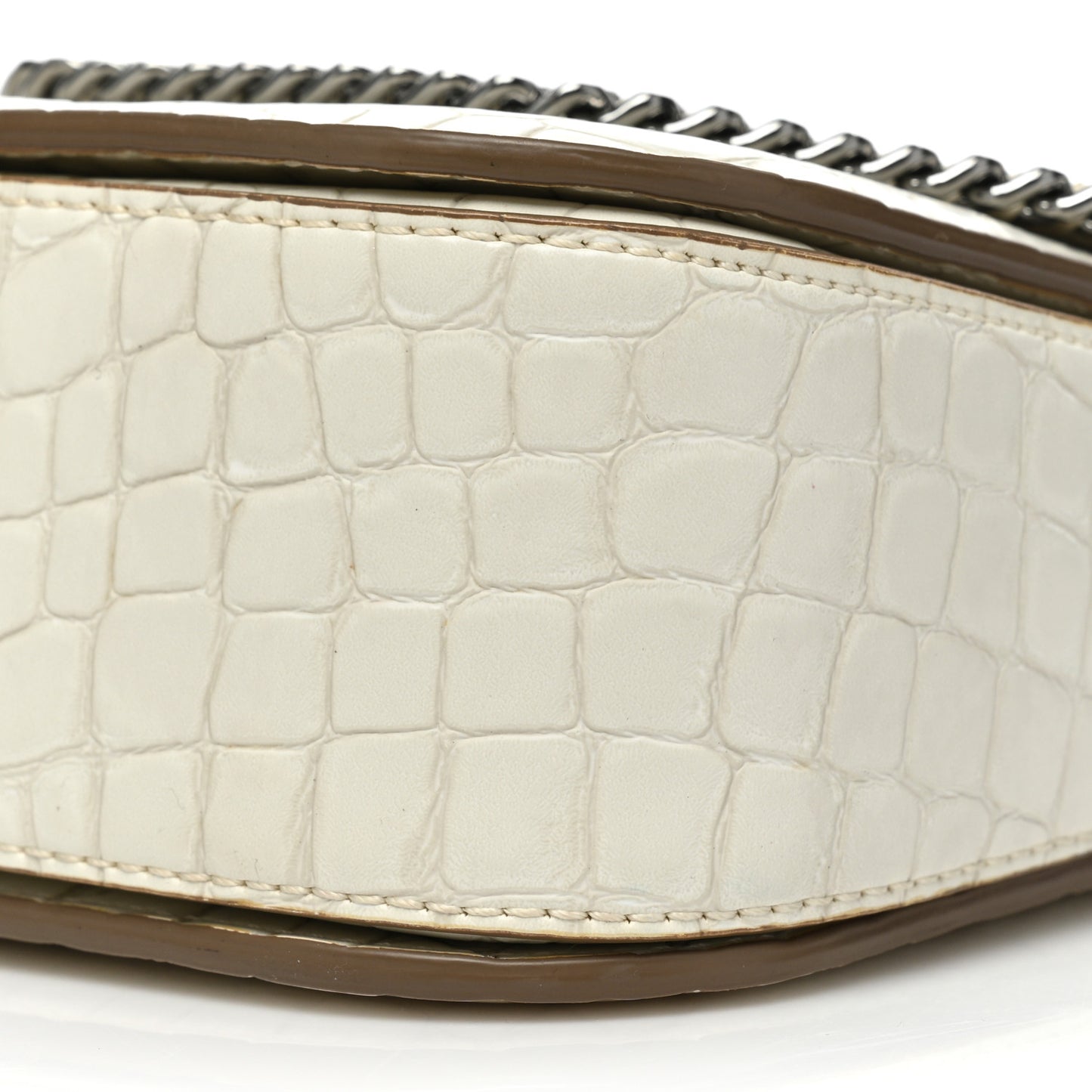 Embossed Crocodile Effect Medium Falabella Box Shoulder Bag Ivory