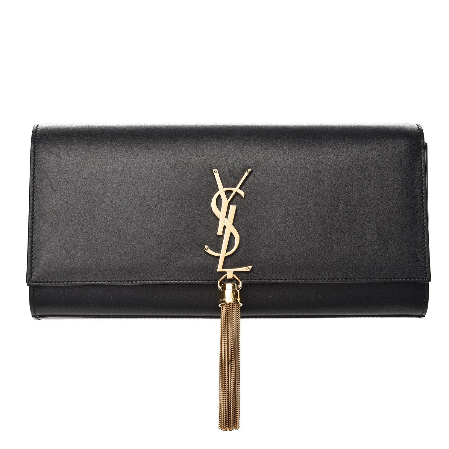 Saint Laurent Calfskin Classic Monogram Tassel Clutch Black 1 of 8