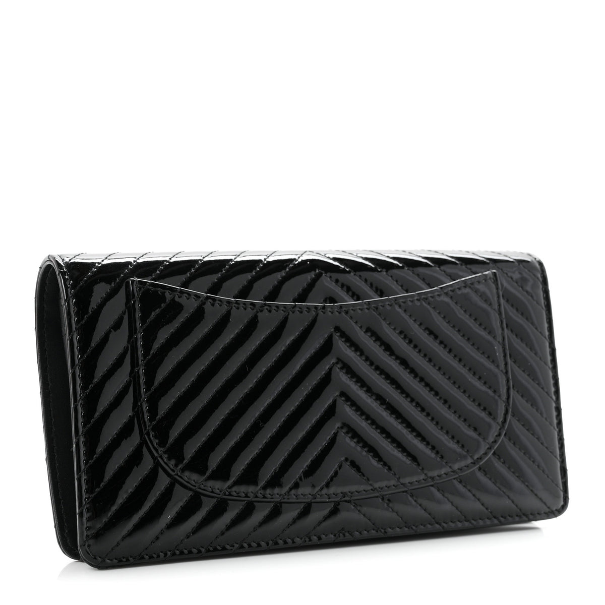 Chanel Patent Chevron Quilted Yen Wallet Beige 3 of 8