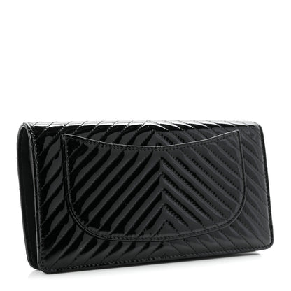 Chanel Patent Chevron Quilted Yen Wallet Beige 3 of 8