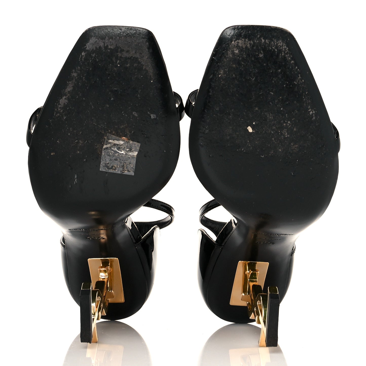 Patent Calfskin Opyum 110 Sandals 40.5 Black Gold
