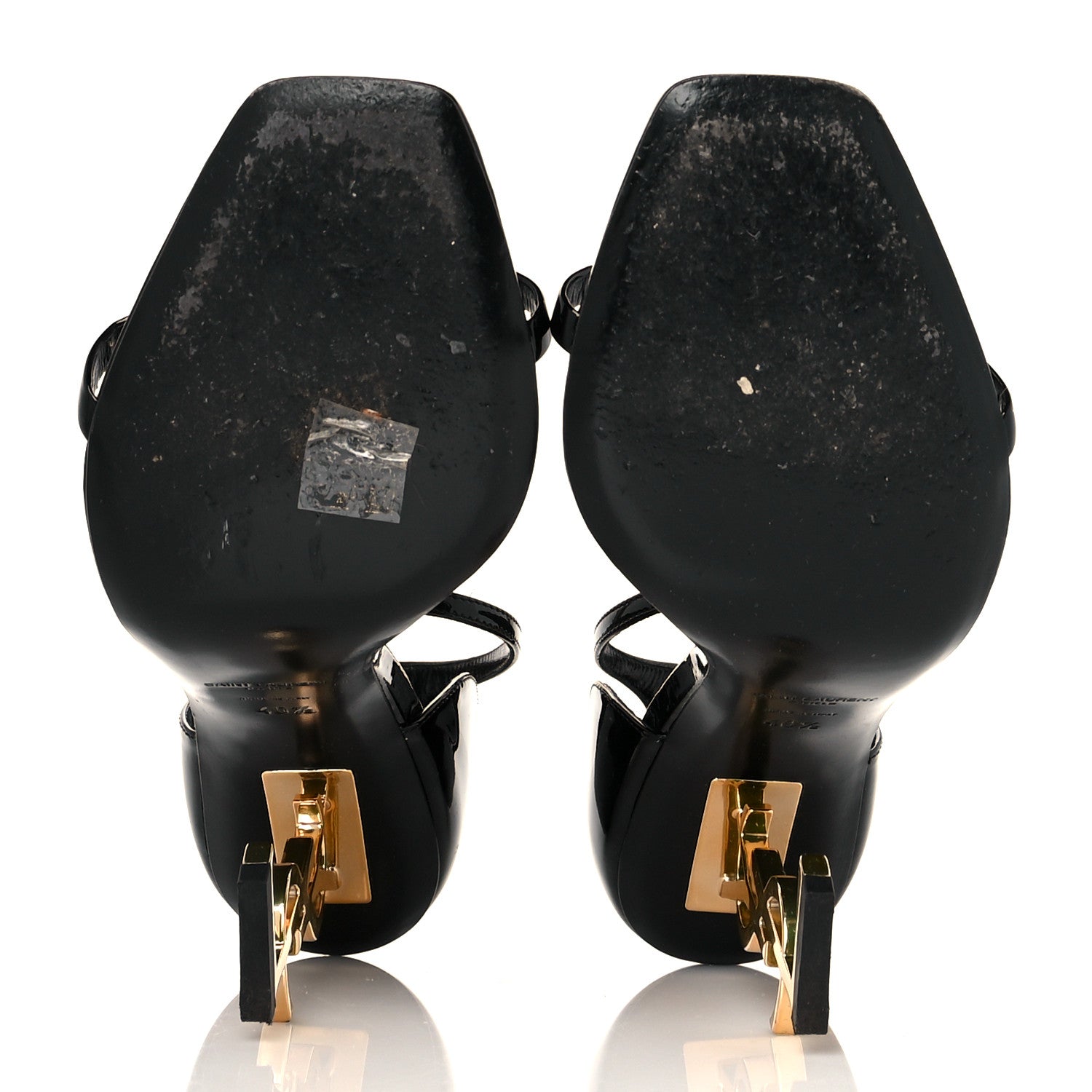 Saint Laurent Patent Calfskin Opyum 110 Sandals 40.5 Black Gold 5 of 7