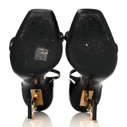 Saint Laurent Patent Calfskin Opyum 110 Sandals 40.5 Black Gold 5 of 7
