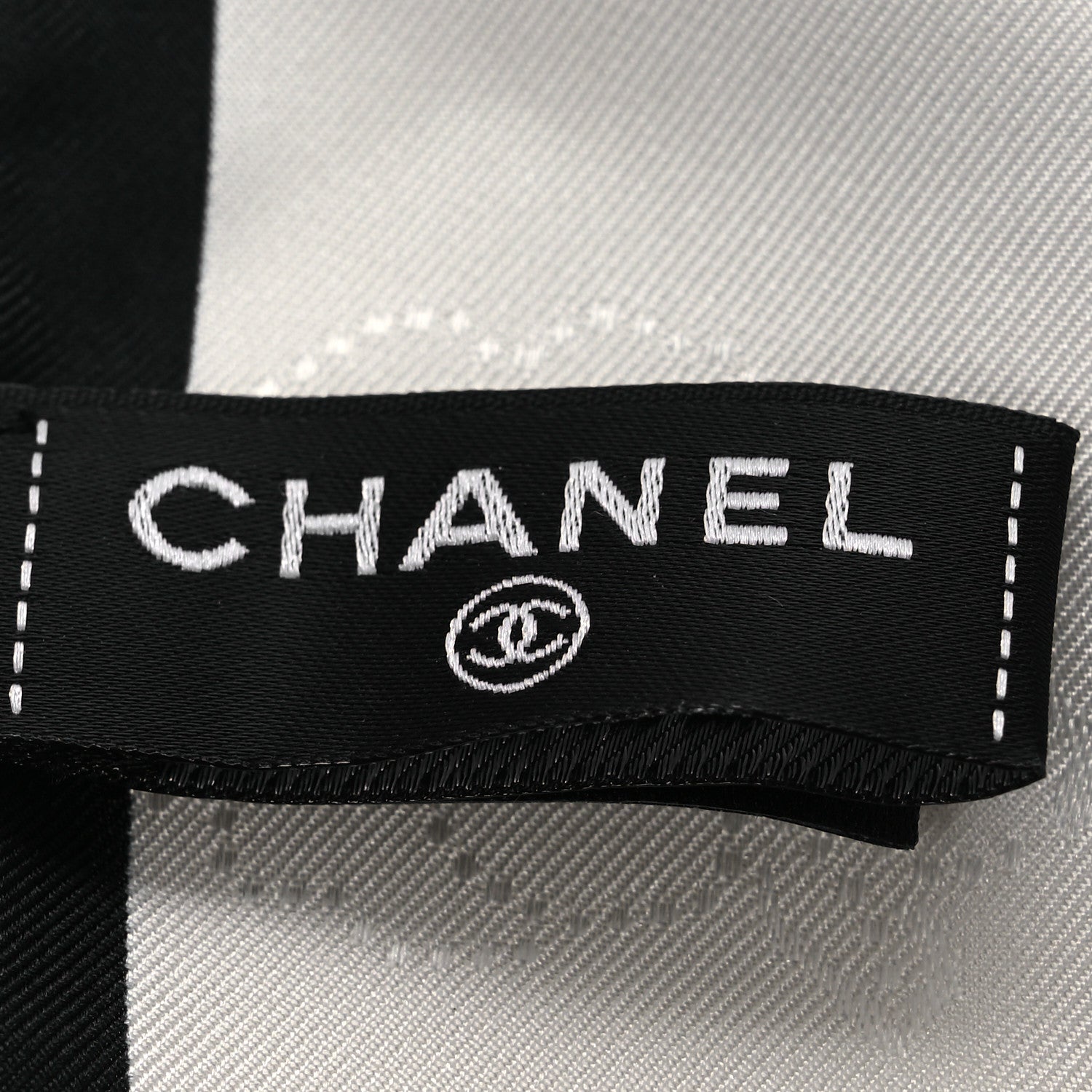 Chanel Silk CC Slim Camellia Bandeau Scarf Ecru Black 5 of 8