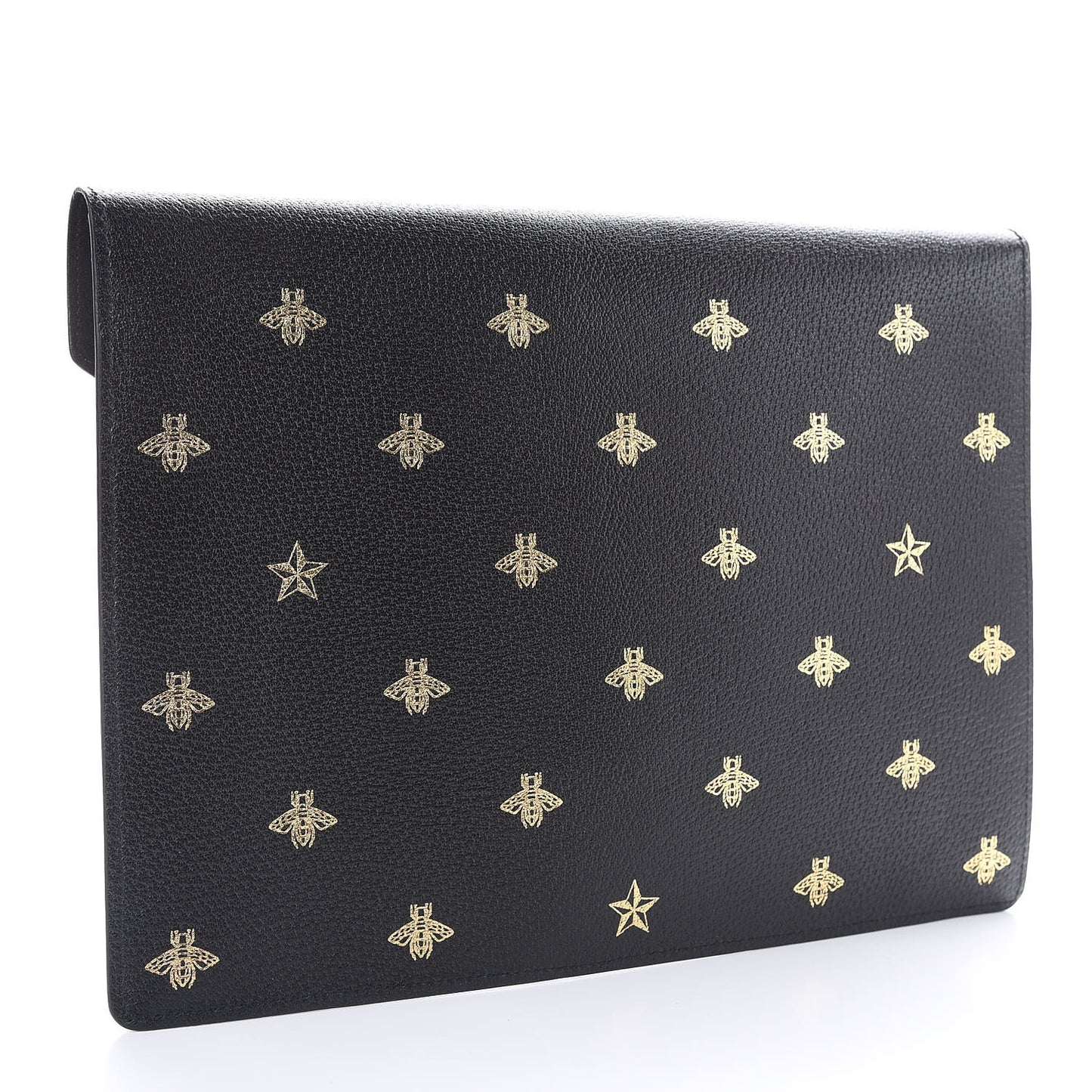 Grained Calfskin Bee Star Portfolio Black