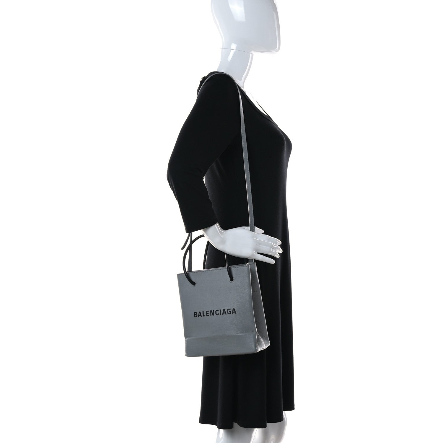 Balenciaga Calfskin Logo XXS Shopping Tote Gris Fossile 2 of 11