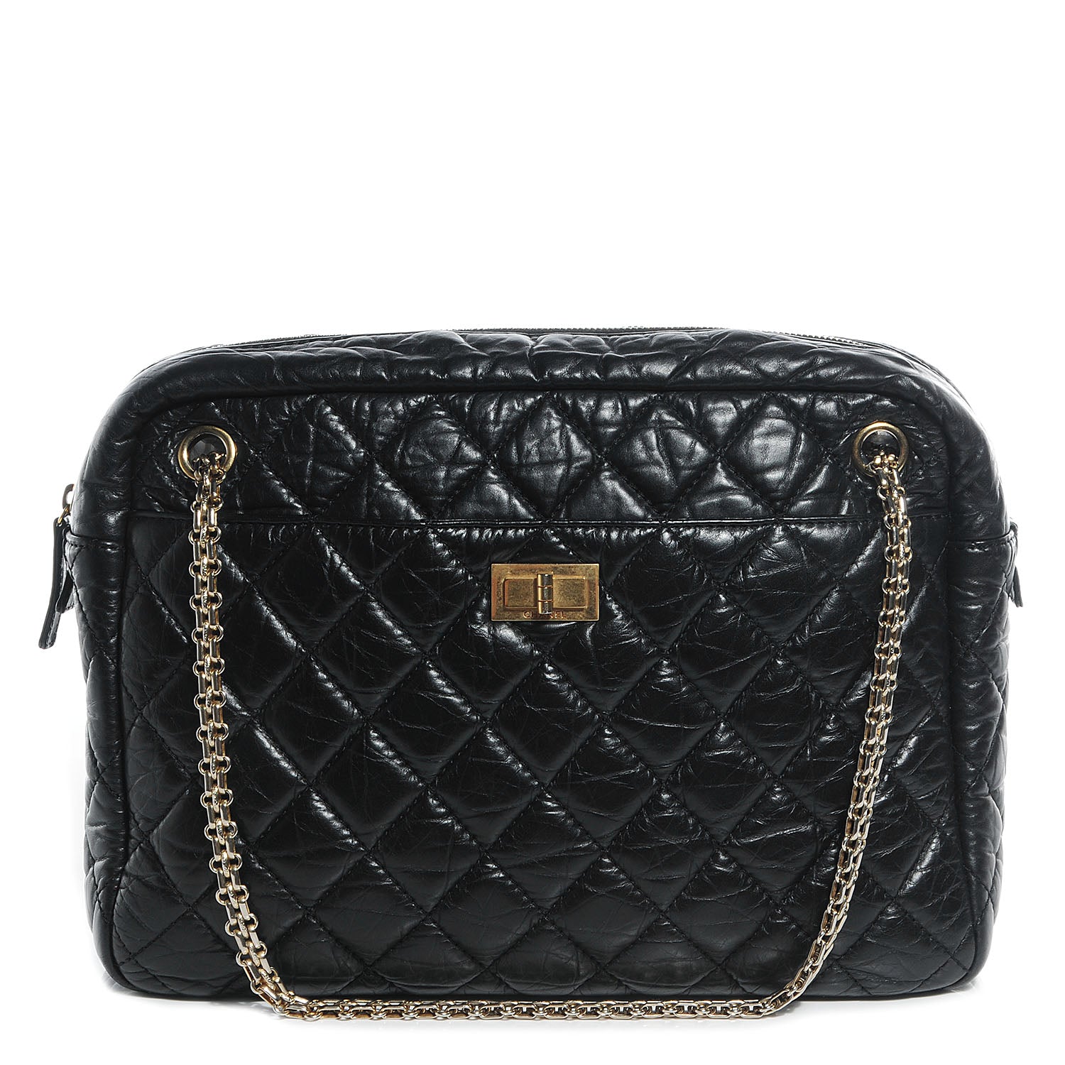 Chanel Aged Calfskin Quilted Large Reissue Camera Case Black 1 of 7