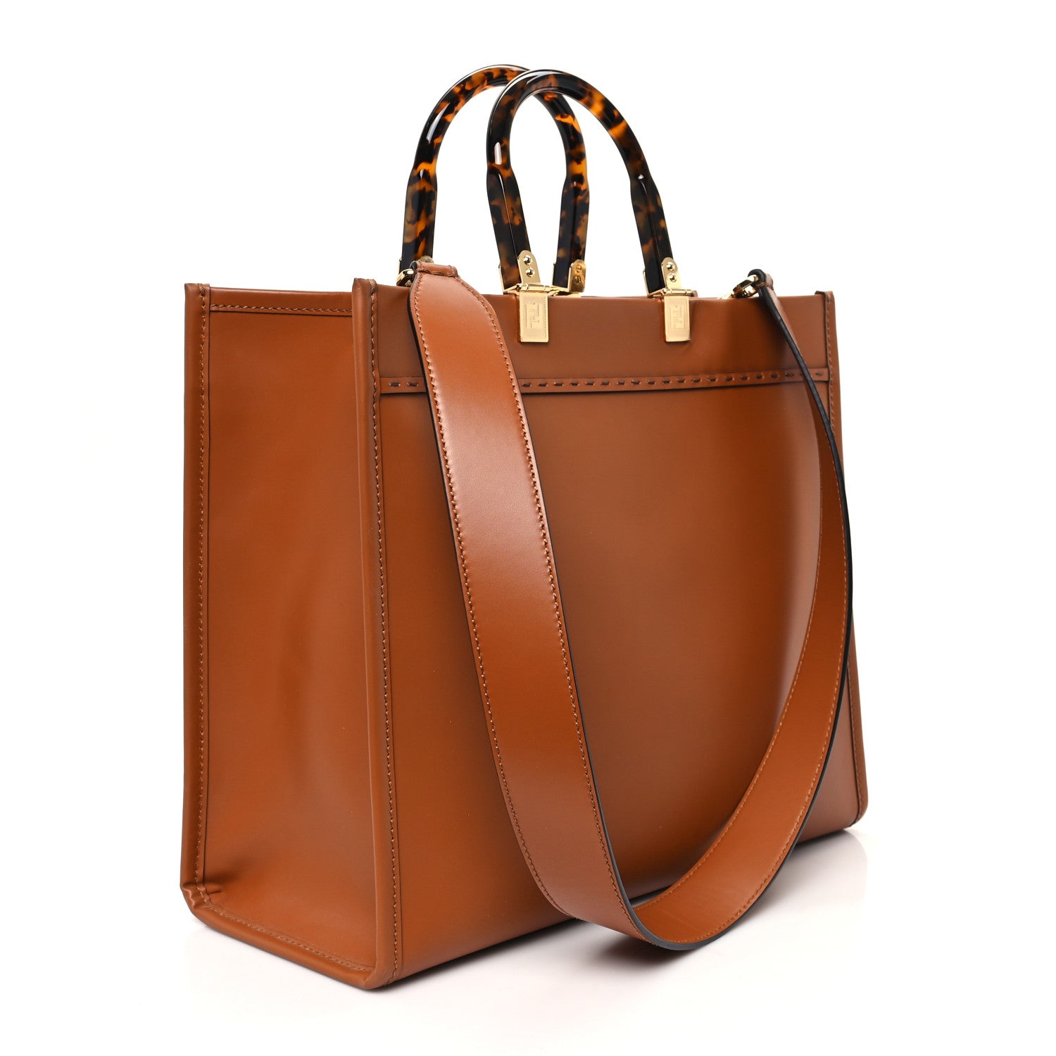 Fendi Vitello King Plexiglass Medium Fendi Sunshine Shopper Tote Cuoio 3 of 9