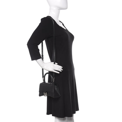 Balenciaga Grained Calfskin Hourglass Top Handle Bag XS Black 2 of 9