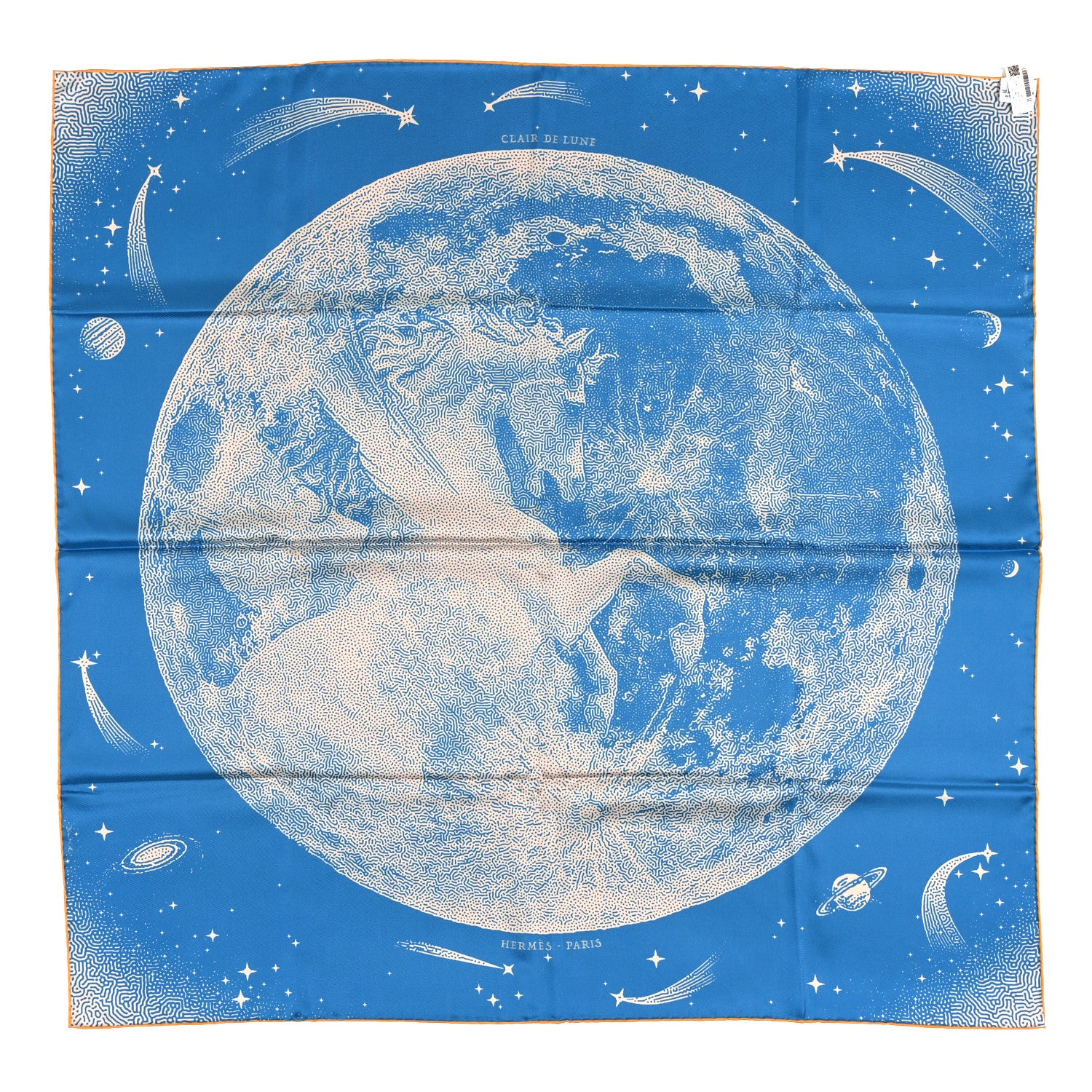 Hermes Silk Clair De Lune Double Face Scarf 90 Black Jaune D'Or Bleu 2 of 5