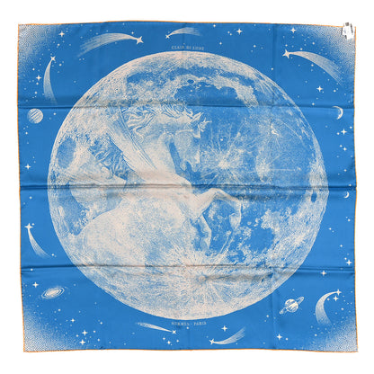 Hermes Silk Clair De Lune Double Face Scarf 90 Black Jaune D'Or Bleu 2 of 5