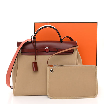 Hermes Toile Militaire Vache Hunter Laque Herbag Zip Retourne 31 PM Rouge H Beton 12 of 12