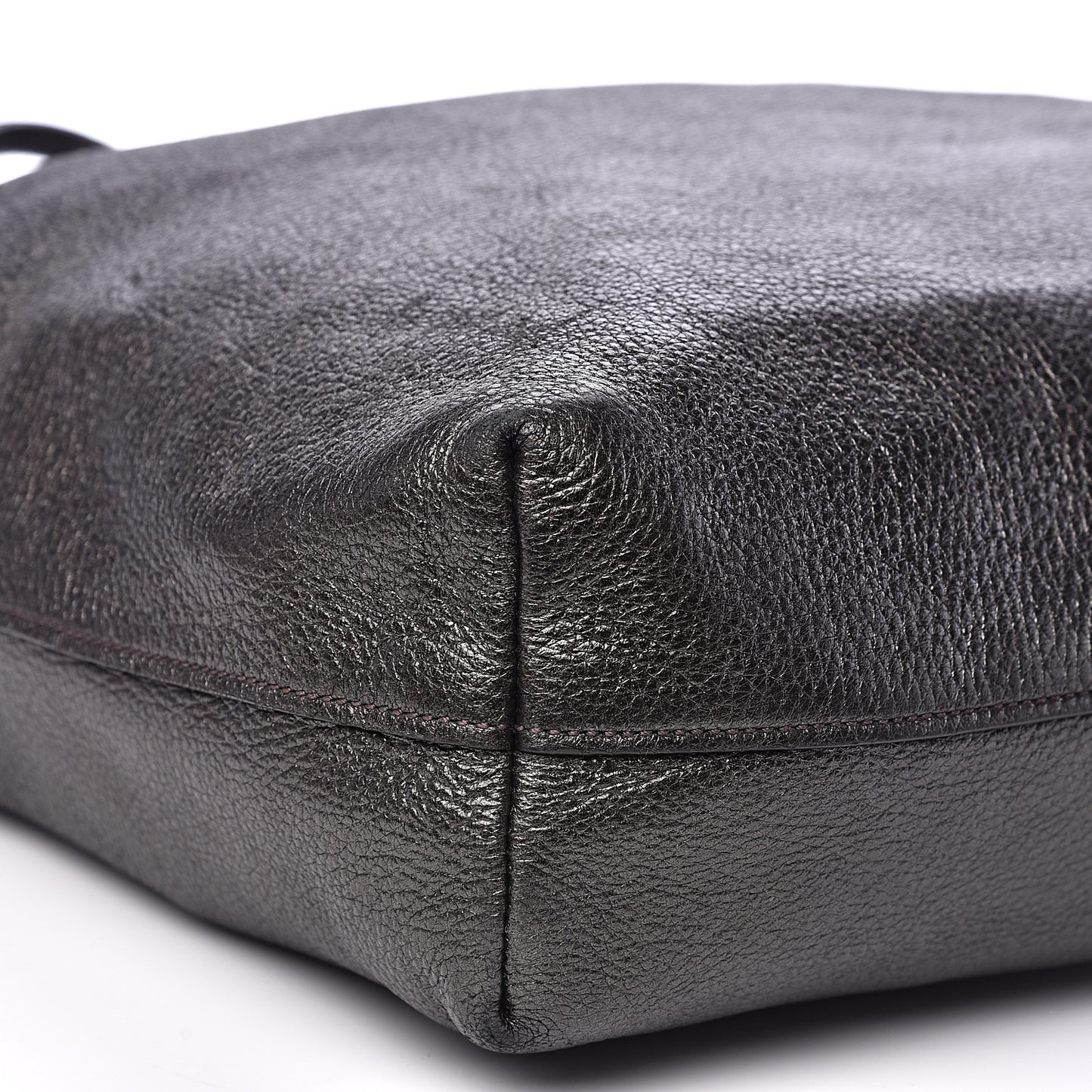 Metallic Vitello Daino Shopping Tote Black