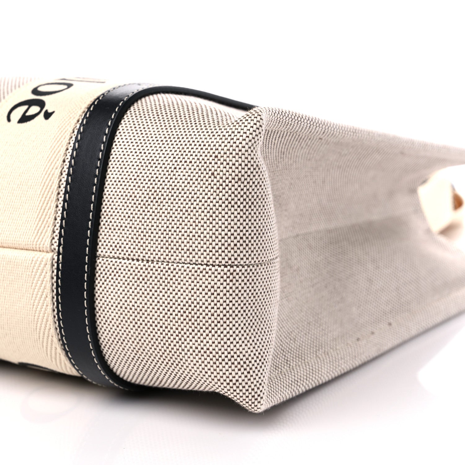 Chloe Cotton Calfskin Medium Woody Ribbon Tote White Black 9 of 9
