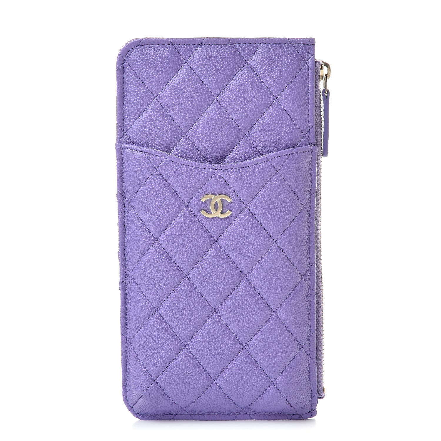 Chanel Caviar Quilted Classic Flat Wallet Pouch Purple 1 of 8