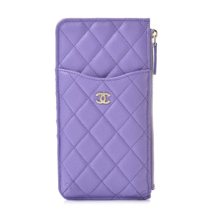 Chanel Caviar Quilted Classic Flat Wallet Pouch Purple 1 of 8