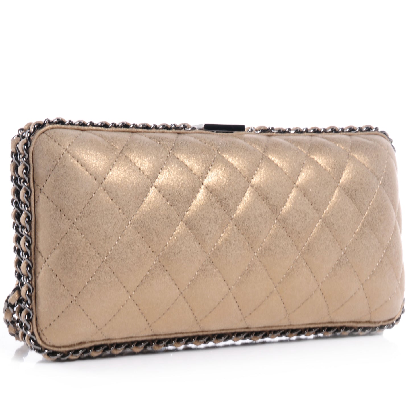 Iridescent Lambskin Small Chain Around Clutch Light Gold