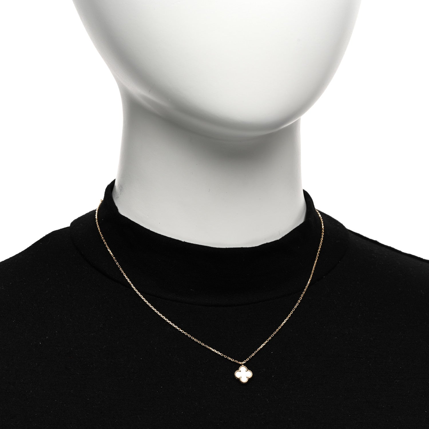 Van Cleef & Arpels 18K Yellow Gold Mother of Pearl Sweet Alhambra Pendant Necklace 2 of 6