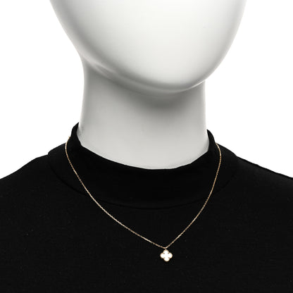 Van Cleef & Arpels 18K Yellow Gold Mother of Pearl Sweet Alhambra Pendant Necklace 2 of 6