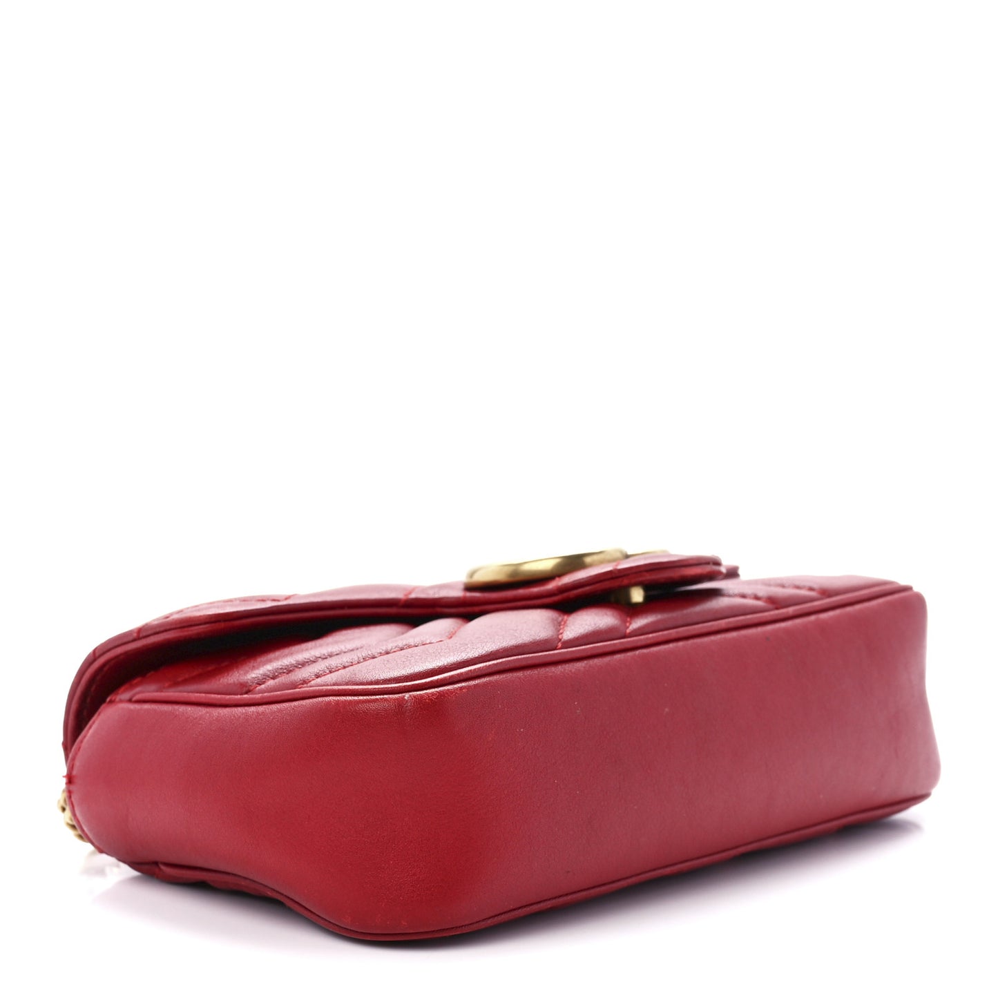 Calfskin Matelasse Super Mini GG Marmont Shoulder Bag Hibiscus Red