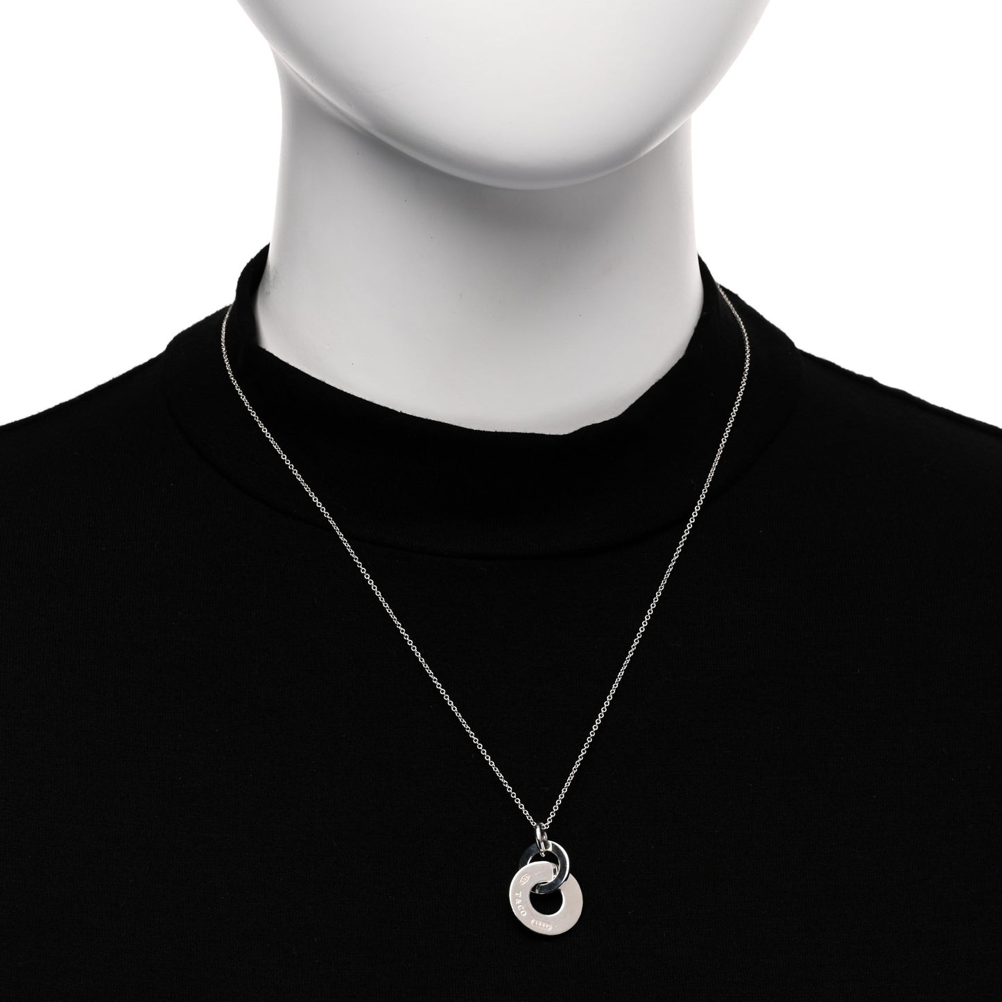 Sterling Silver 1837 Double Interlocking Drop Pendant Necklace