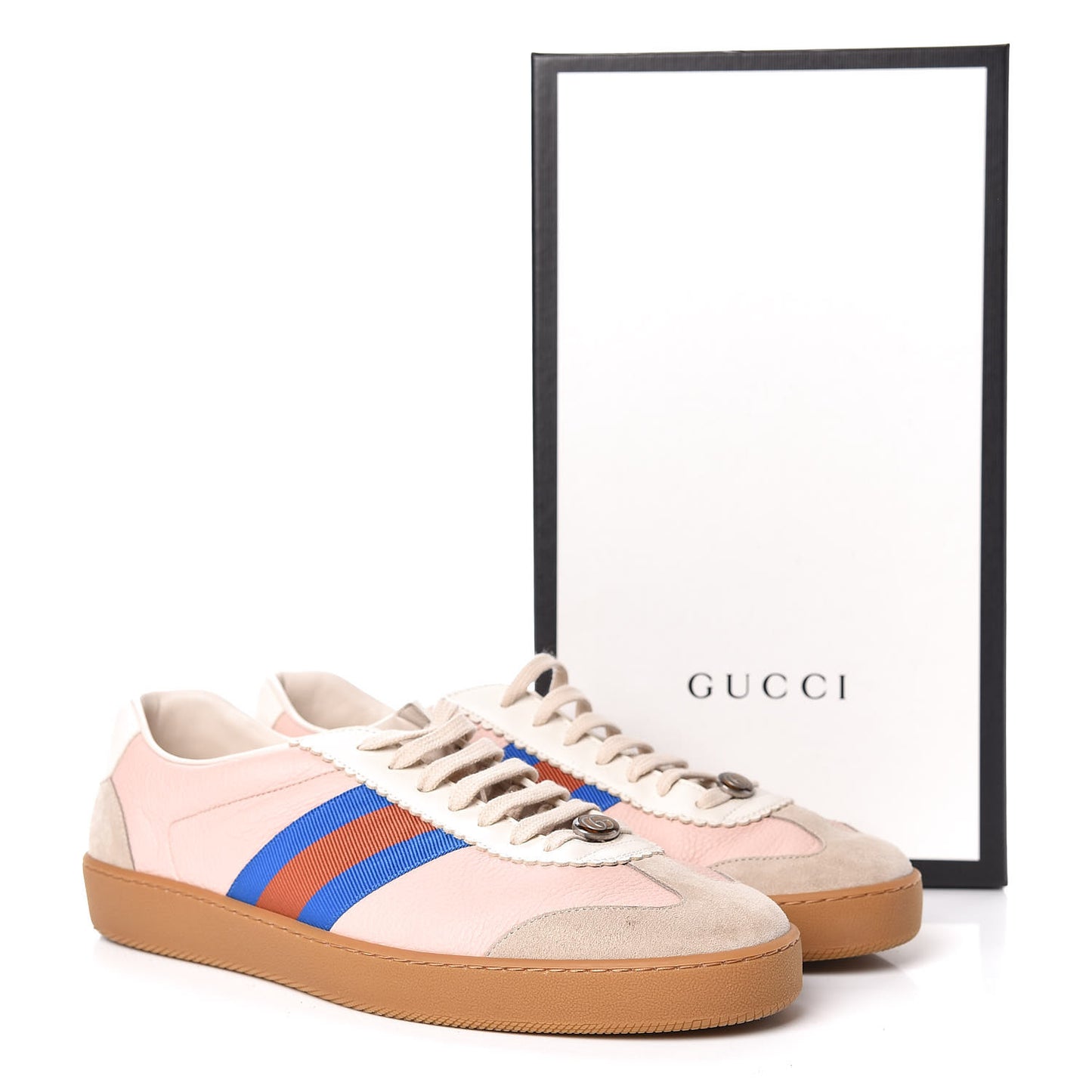 Calfskin Suede Web Mens G74 Sneakers 12 Oatmeal Soft Rose