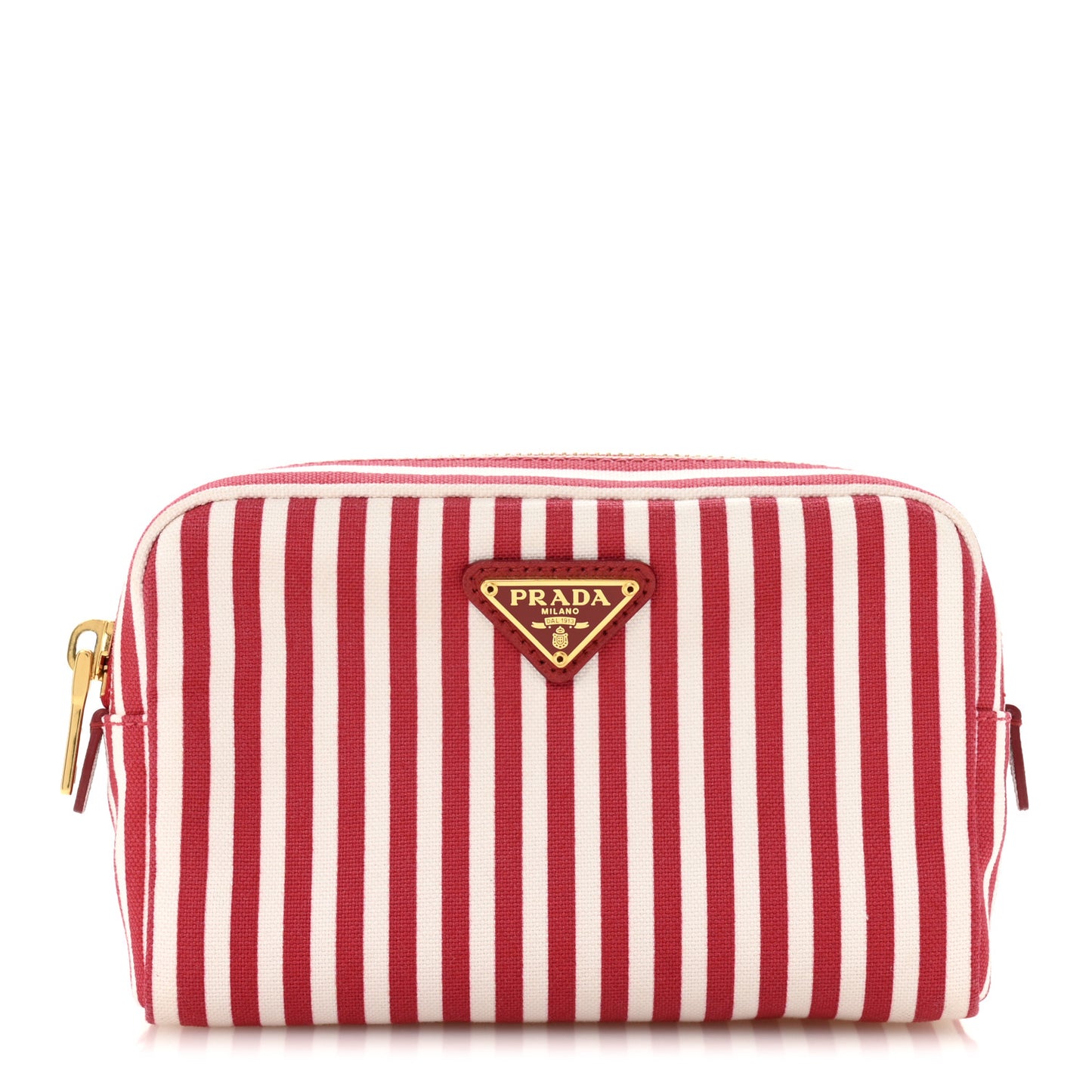 Canvas Stripe Pouch Rosso White