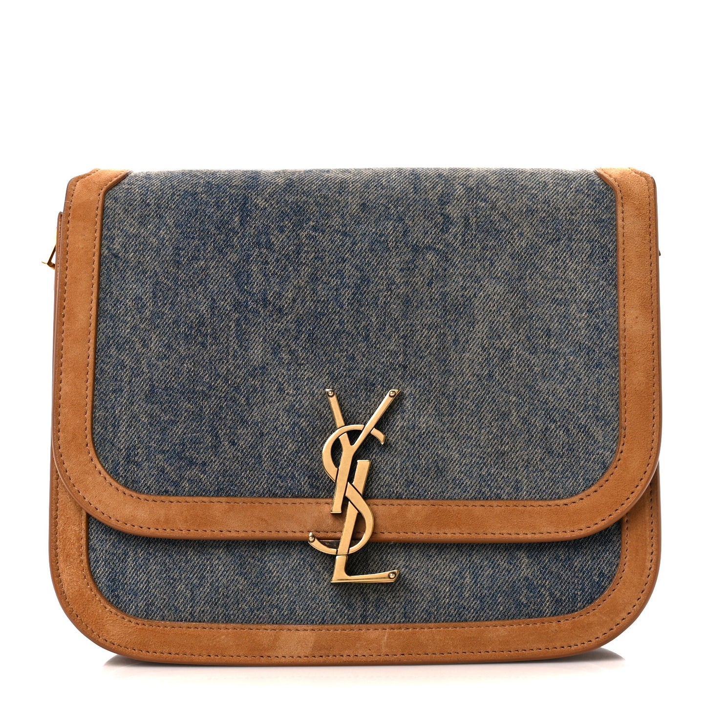 Denim Suede Monogram Medium Solferino Soft Satchel Blue Cinnamon