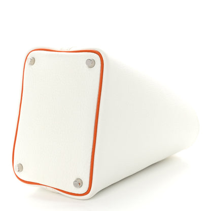 Hermes Taurillon Clemence Epsom Picotin 18 PM White Orange 9 of 11