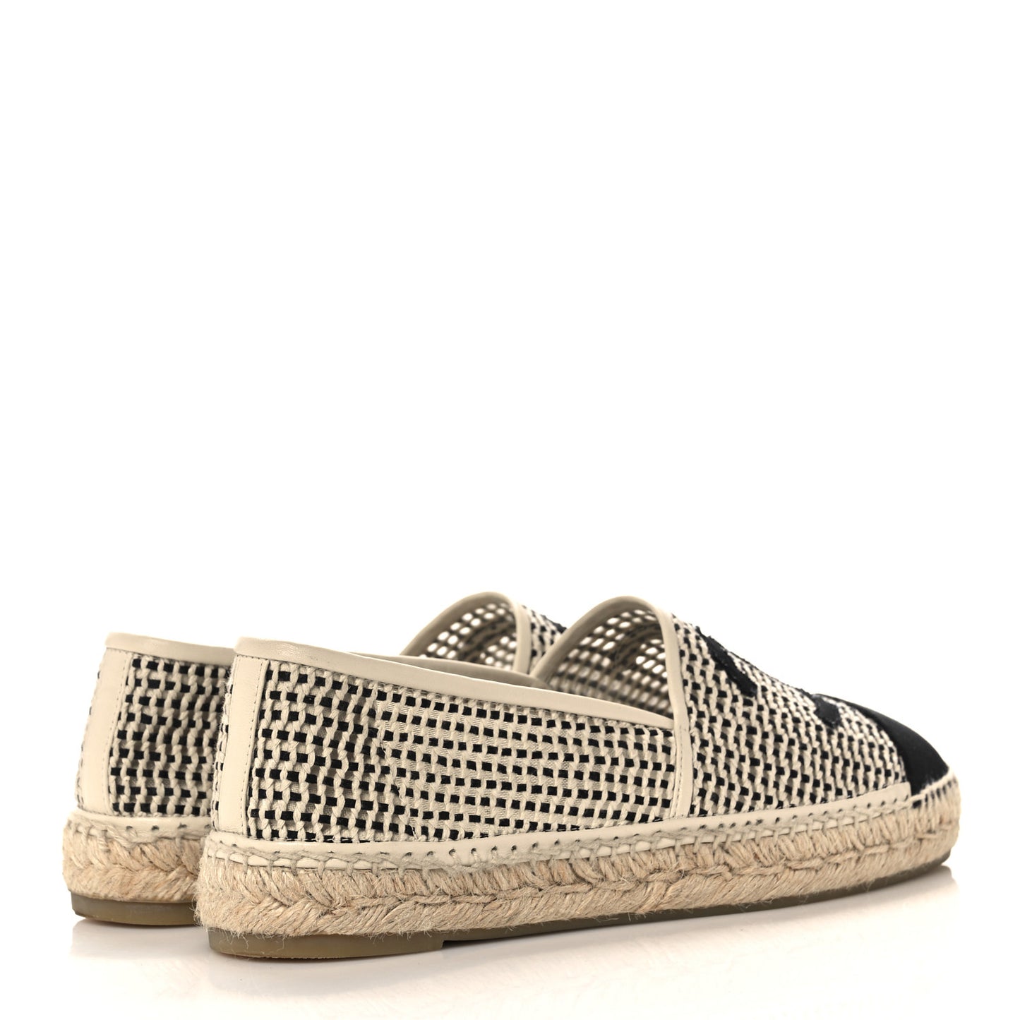 Mesh Grosgrain CC Espadrilles 41 Beige Black