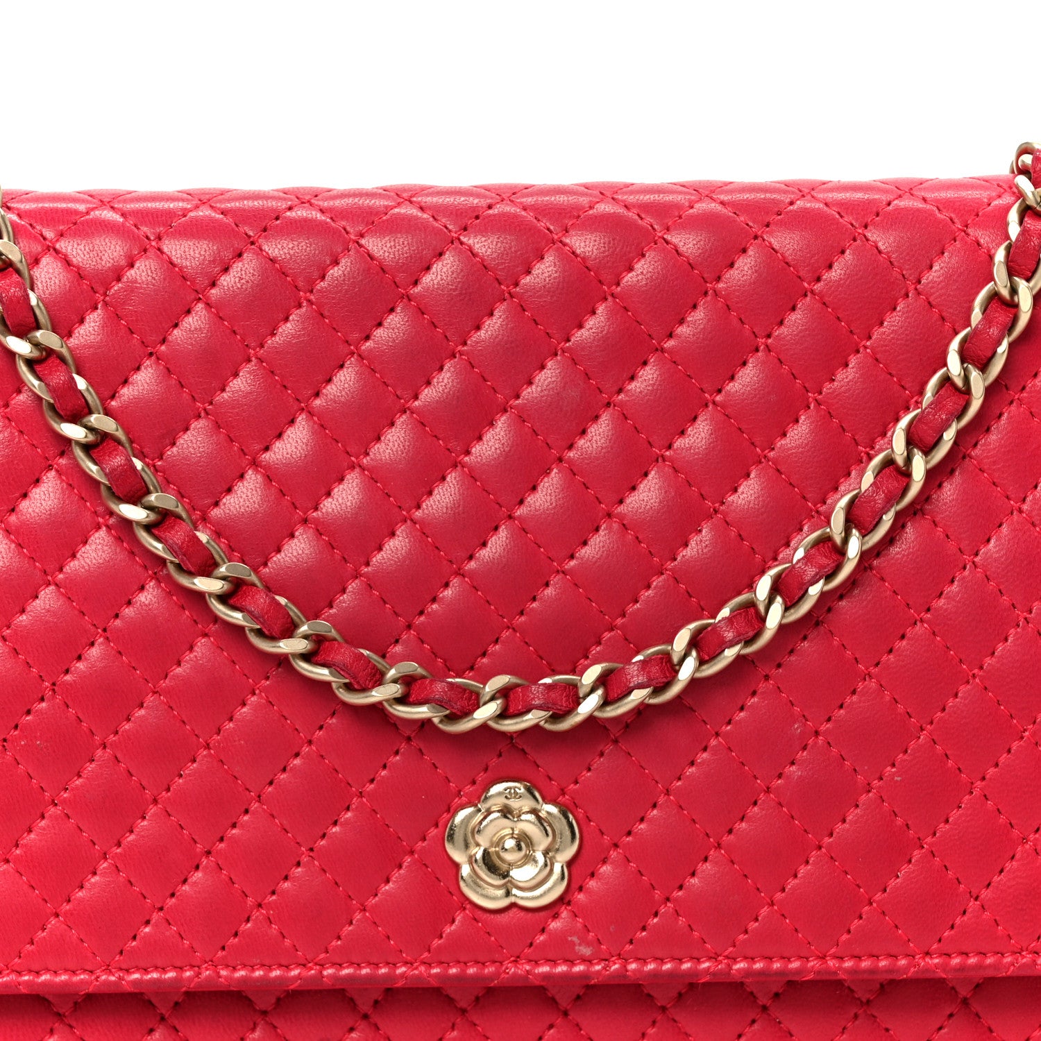 Chanel Lambskin Micro Quilted Wallet On Chain WOC Fuchsia 8 of 10