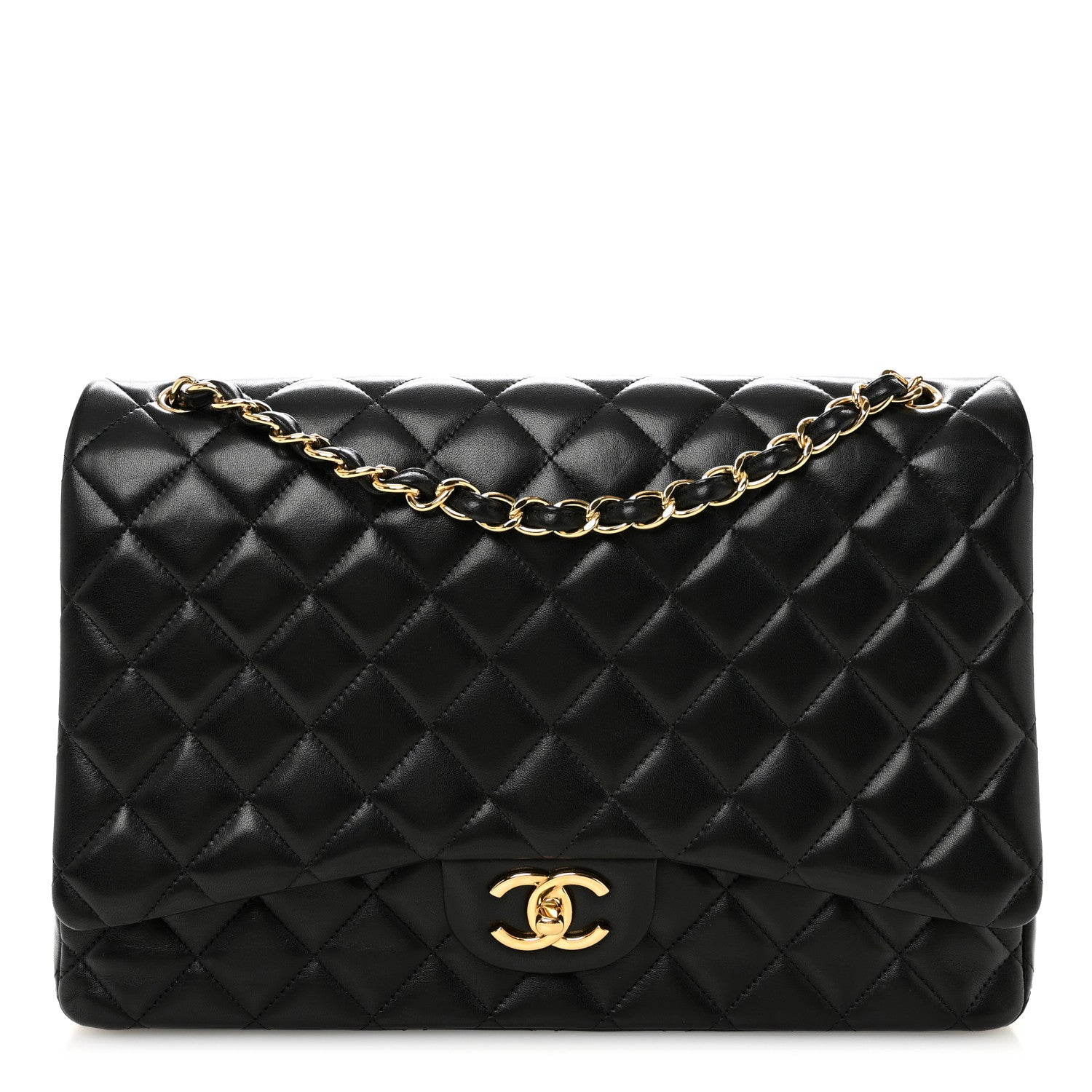 Chanel Lambskin Quilted Maxi Double Flap Black 1 of 10