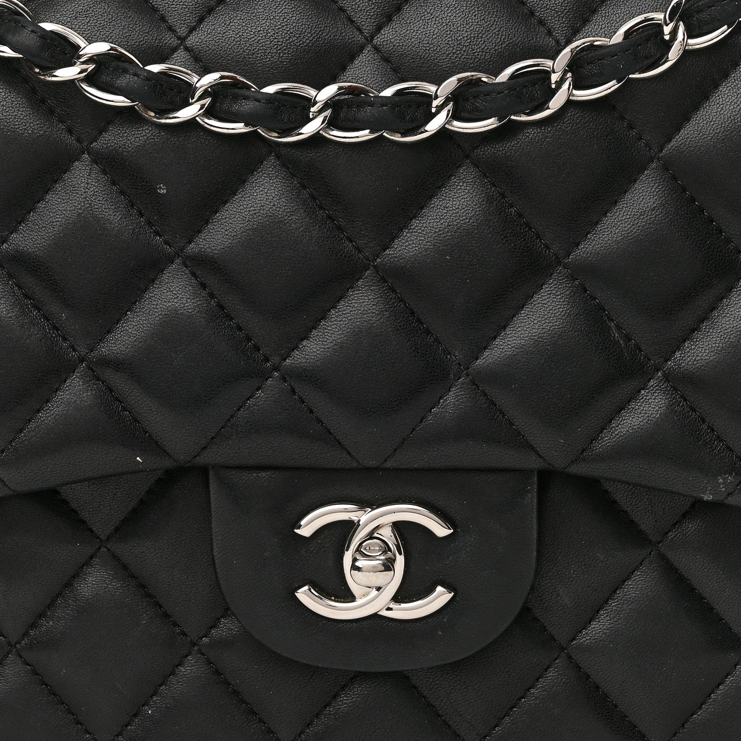 Chanel Lambskin Quilted Jumbo Double Flap Black 8 of 18