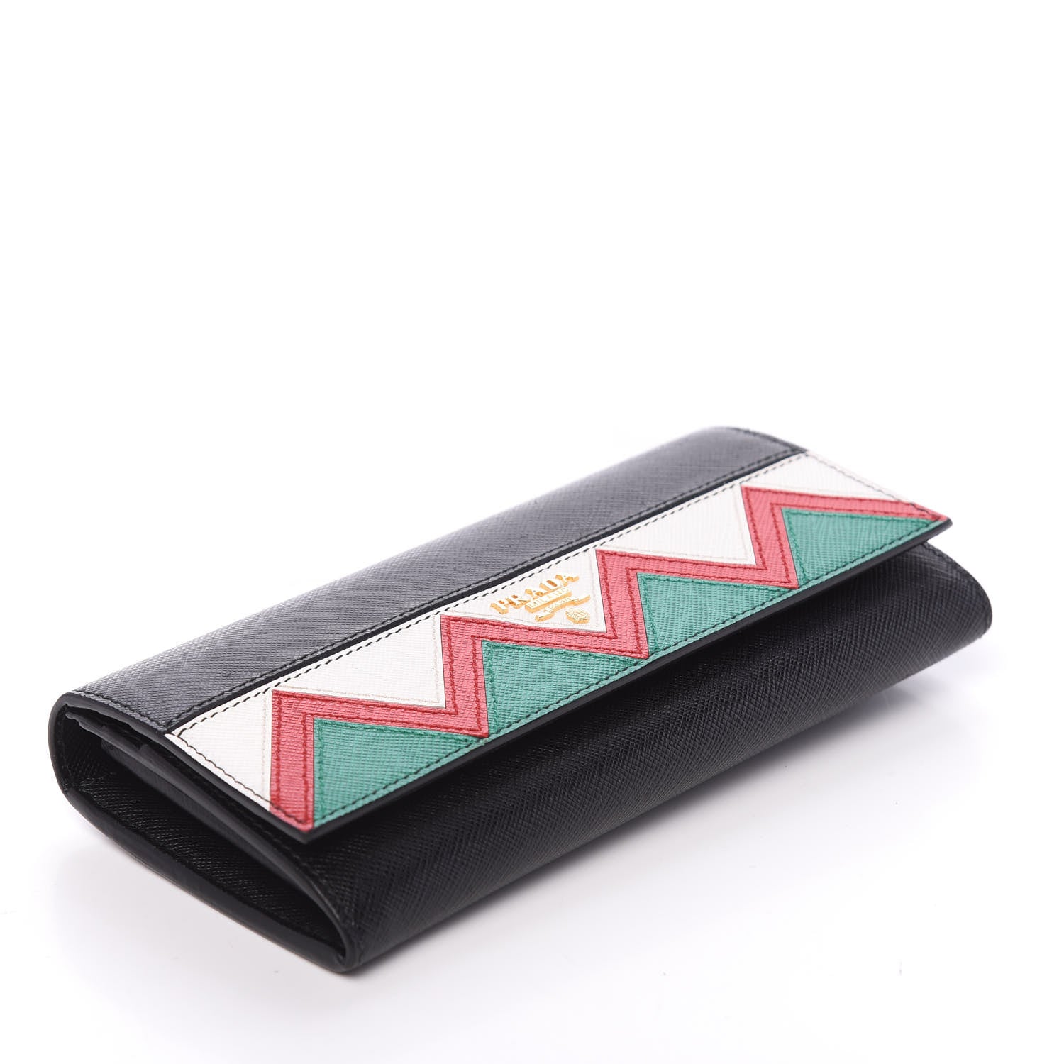Prada Saffiano Greche Flap Continental Wallet Black Rosso 4 of 10