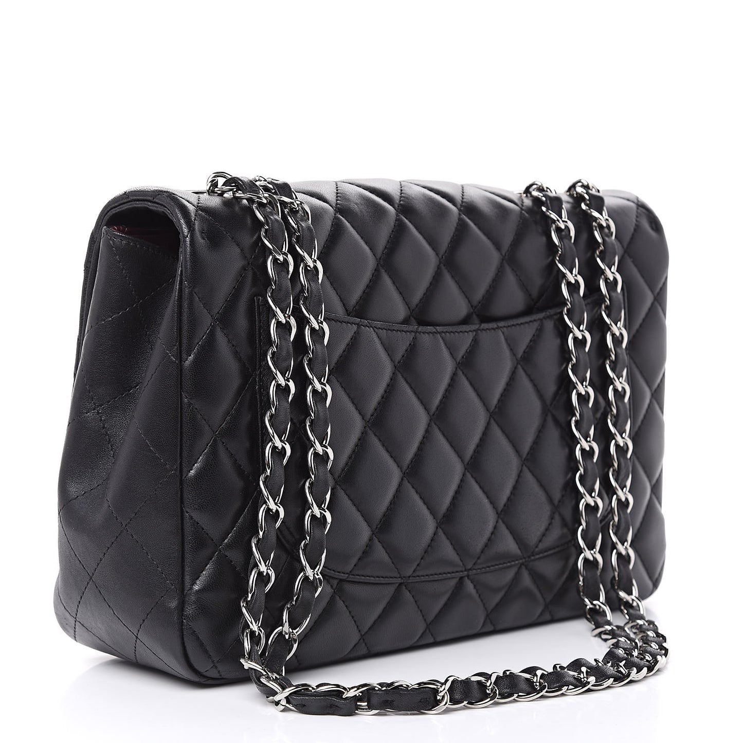 Lambskin Quilted Jumbo Single Flap Black