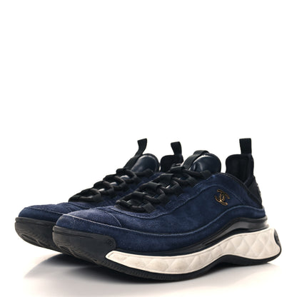 Chanel Suede Calfskin CC Sneakers 39 Navy 4 of 9