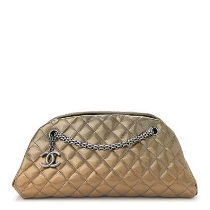 Chanel Metallic Patent Quilted Medium Just Mademoiselle Bowling Bag  Gold Degrade 1 of 13
