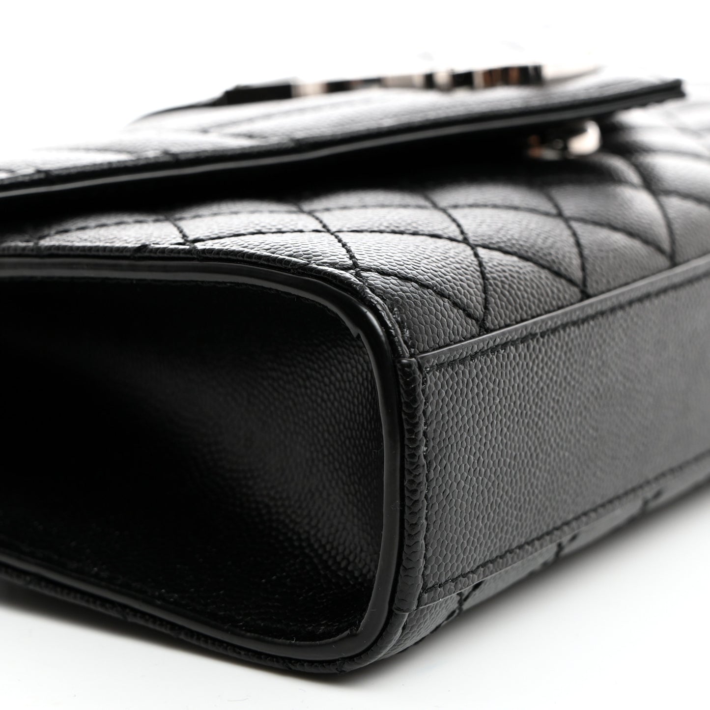 Grain De Poudre Textured Mixed Matelasse Triquilt Small Monogram Satchel Black