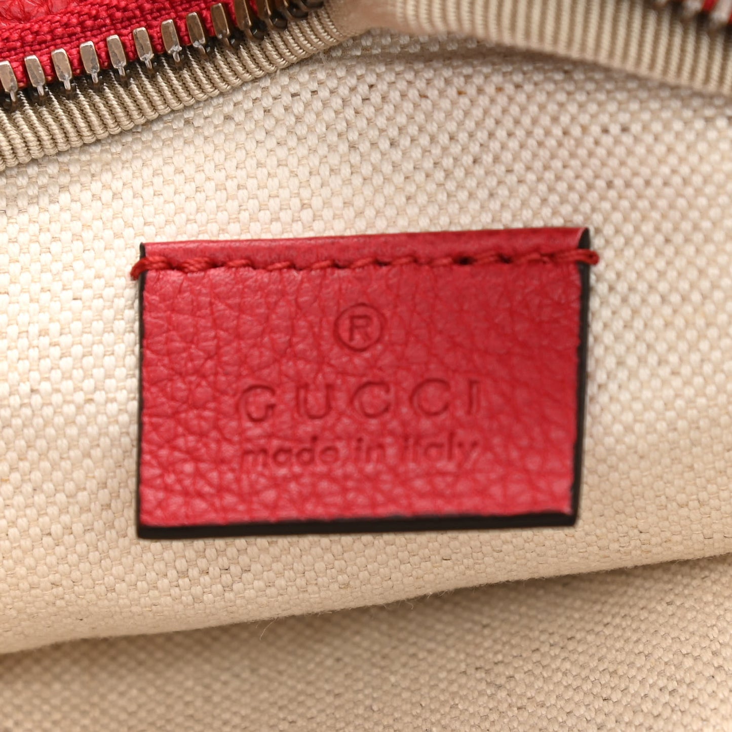Grained Calfskin Small Logo Belt Bag Hibiscus Red