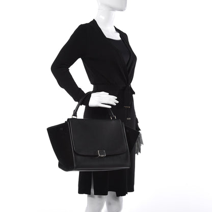 Celine Drummed Calfskin Suede Medium Trapeze Black 2 of 9