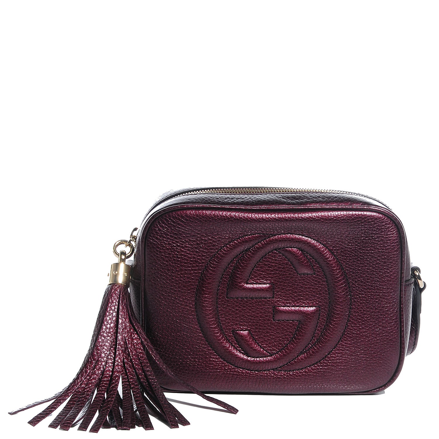 Gucci Metallic Pebbled Calfskin Small Soho Disco Bag Burgundy 1 of 9