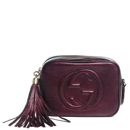 Gucci Metallic Pebbled Calfskin Small Soho Disco Bag Burgundy 1 of 9