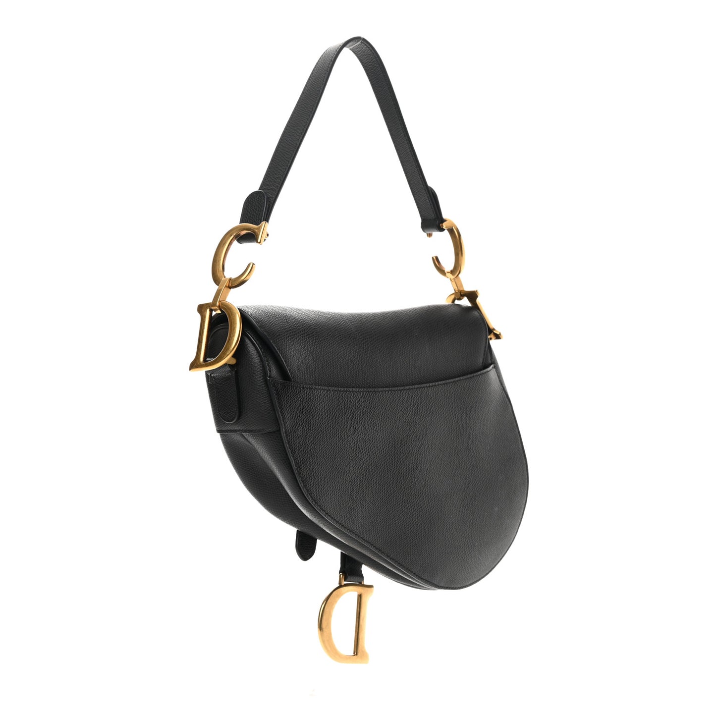 Grained Calfskin Saddle Bag Black