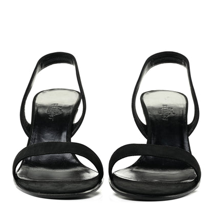 Hermes Suede Slingback Sandals 37.5 Black 2 of 17