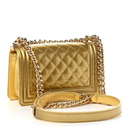 Chanel Metallic Patent Calfskin Quilted Small Boy Flap Gold 3 of 10