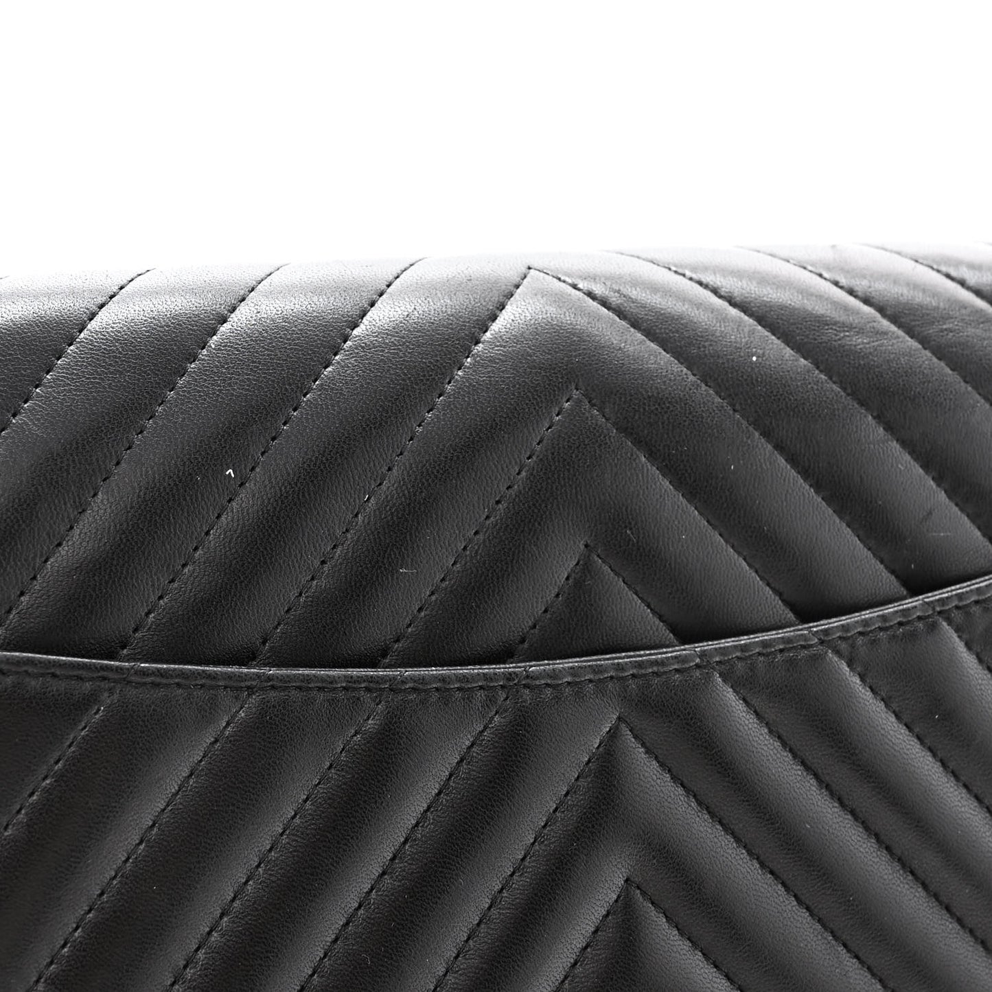 Lambskin Chevron Quilted Jumbo Double Flap So Black