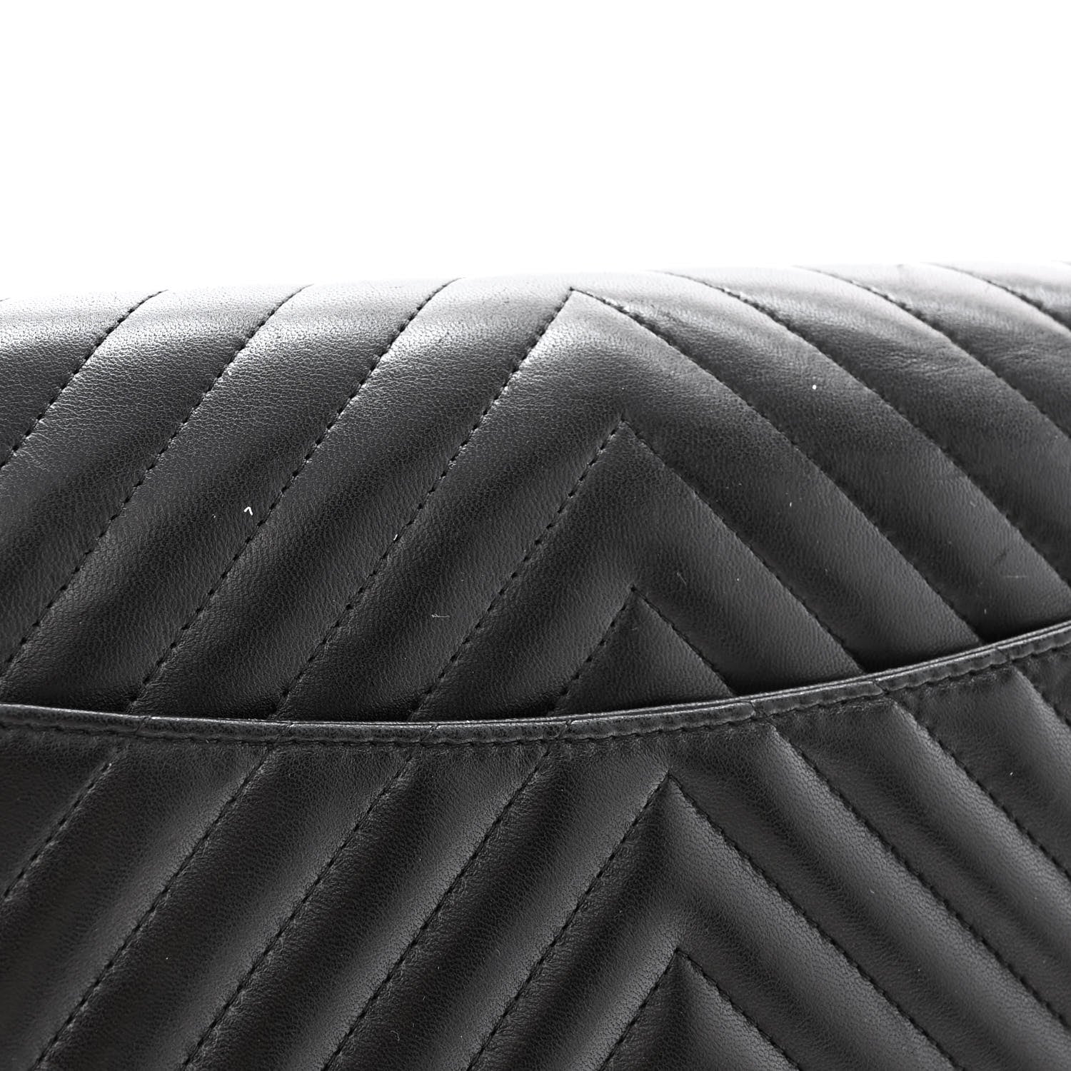 Chanel Lambskin Chevron Quilted Jumbo Double Flap So Black 13 of 15