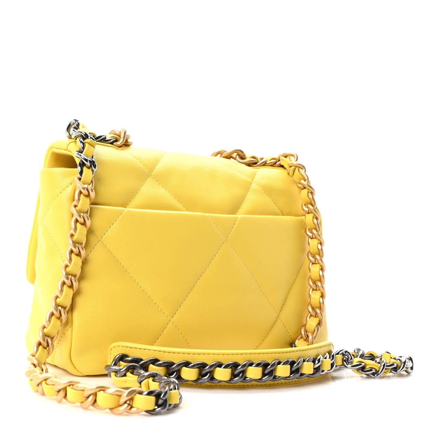 Lambskin Quilted Medium Chanel 19 Flap Yellow